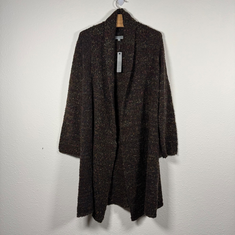 NWT Joseph A Cardigan Sweater Womens Medium Brown Confetti Boucle Open Front